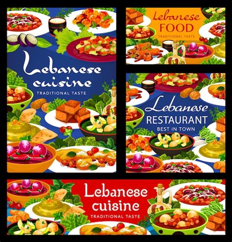 Premium Vector Lebanese Cuisine And Arab Food Vector Dishes Of