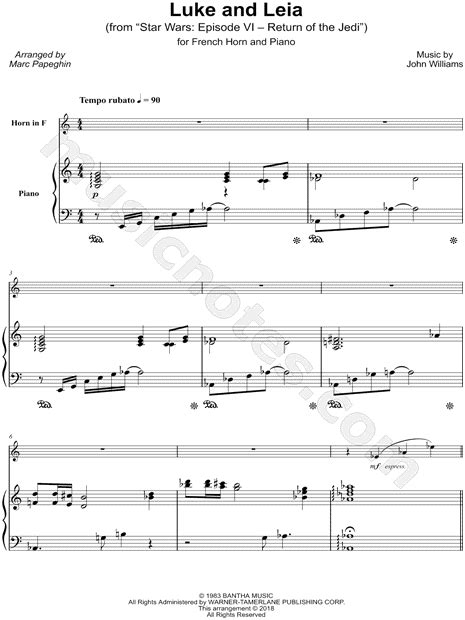 Marc Papeghin Luke And Leia French Horn And Piano Sheet Music In C