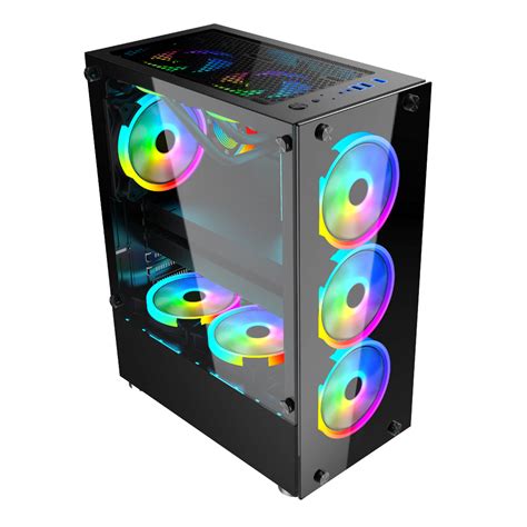 Desktop Gaming Pc Custom Acrylic Panel With Lcd Fan Glass Gaming Casing