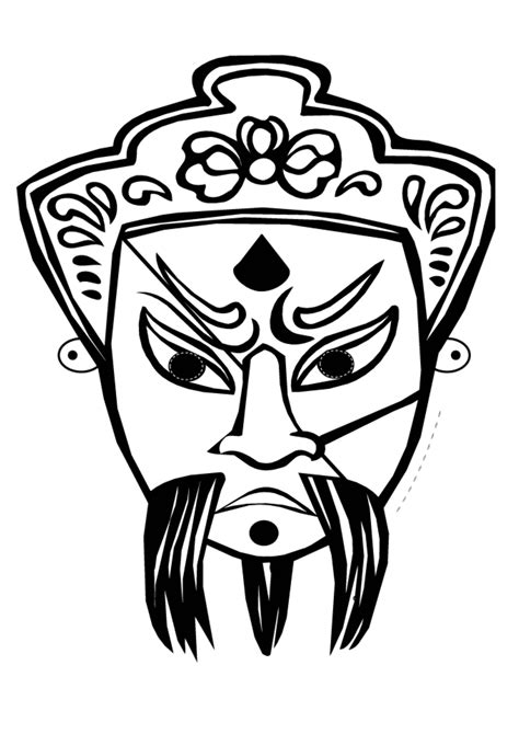 Desenho De Máscara Chinesa Para Colorir Tudodesenhos