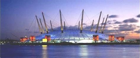 Elevation Of The Millennium Dome Shows A Wide Span Tensile Structure
