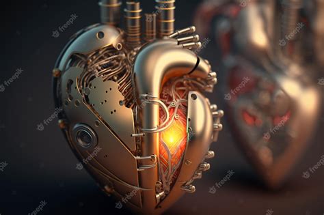 Premium Photo Mechanical Artificial Metal Heart Illustration