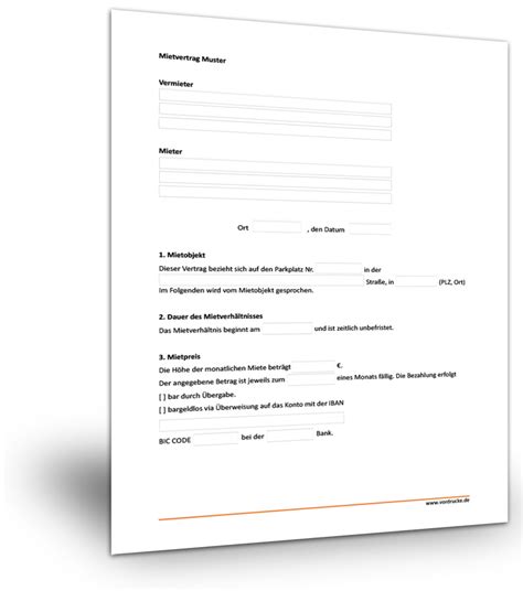(mieter) wird folgender mietvertrag geschlossen: Mietvertrag Muster - Kostenlose Vordrucke und ...