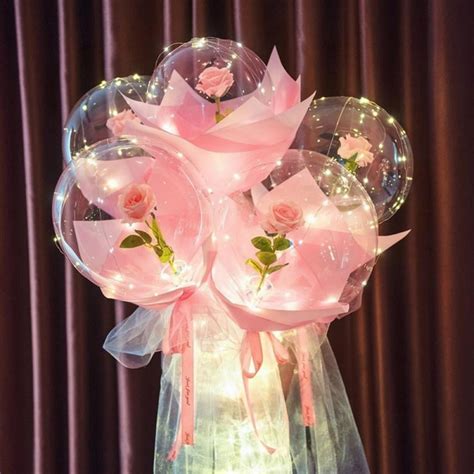Tinker Led Luminous Balloon Rose Bouquet Transparent Bobo Ball Rose