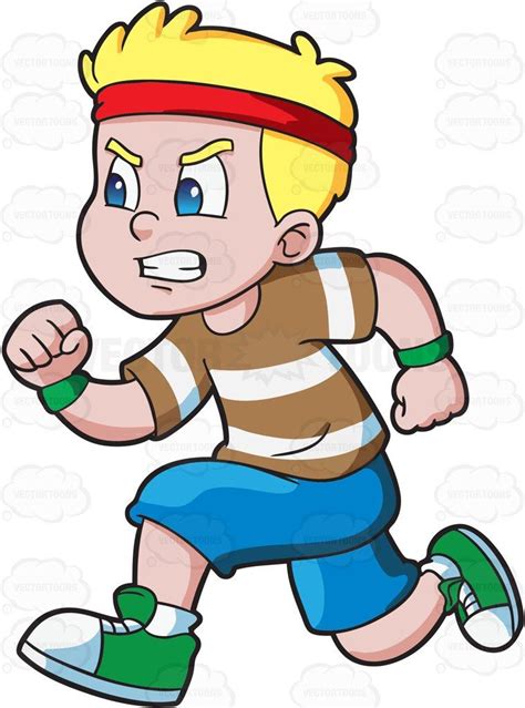 A Boy Running Fast To Win An Athletics Race Cartoon Boy