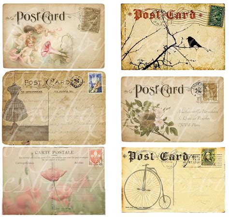 Six Antique And Vintage Postcards Digital Collage By Boxesbybrkr