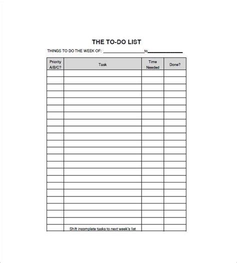To Do List Templates 18 Free Word Excel And Pdf Formats Samples