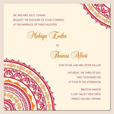 These are for people neither in a relationship nor living together with another guest. Indian Marriage Invitation Templates