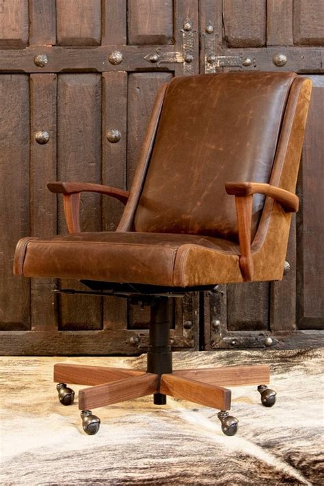 Braxton Desk Chair Leather Office Chair Modern Rustic Etsy