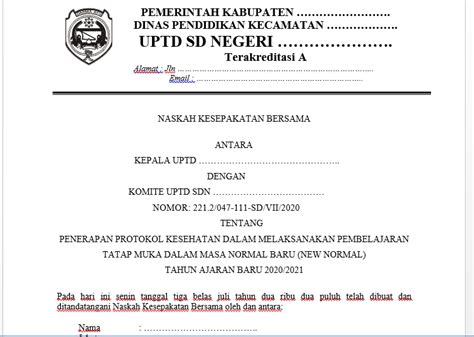 Surat pernyataan perilaku yang masih tergolong normal, seperti pelanggaran anak sekolah yang tidak menaati aturan dengan baik, yakni sering bolos sekolah, mengikuti jam pelajaran yang disukainya saja, bertengkar dengan teman. Contoh MOU Dengan Komite Sekolah Pada Pembelajaran Tatap ...