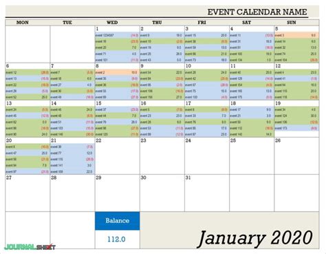 Js019 Cxl Yearly Calendars Journalsheet