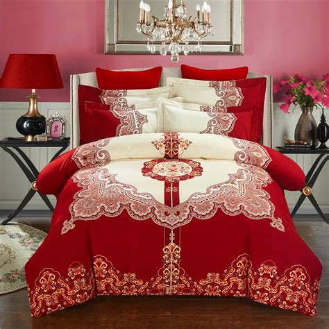 Svetanya Wedding Red Bedlinen Print Bedding Sets Queen King Size 100