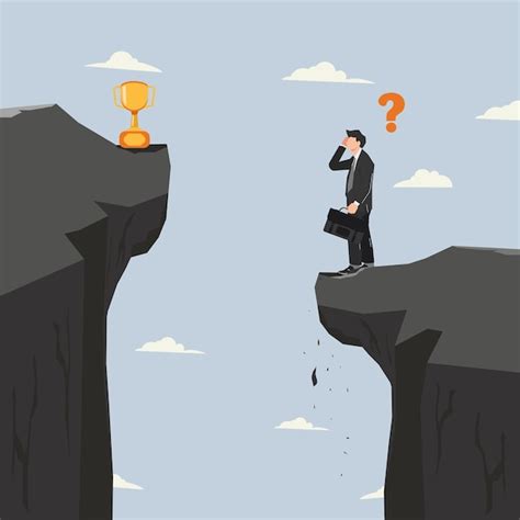 Premium Vector Vector Businessman Standing On The Cliff And Thinking