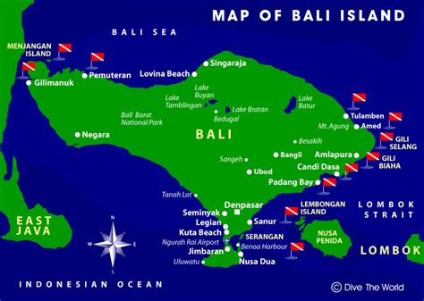 Mapa do Bali Indonésia Best scuba diving Bali map Scuba diving bali
