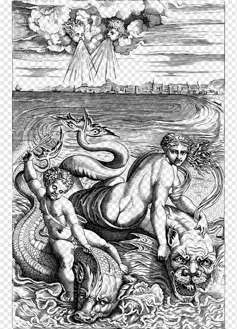 Venus Eros Cupid Aphrodite Line Art Greek Roman Mythology Dolphins Sea Png Pngwing