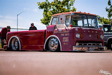 Flat Rat A Slammed1950 Ford Coe Firetruck On Air Stance Is Everything