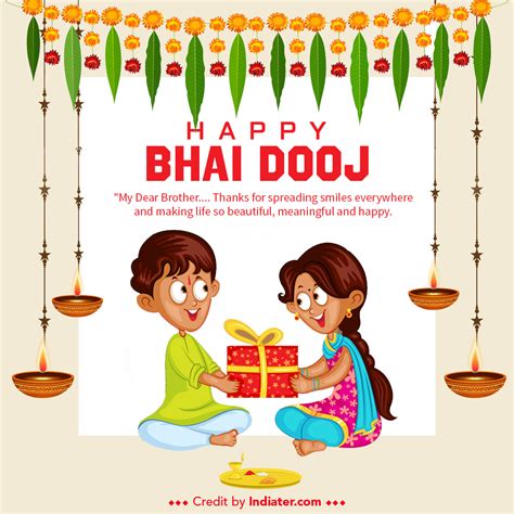 Happy Bhai Dooj Indian Festival Greeting Card Background Indiater