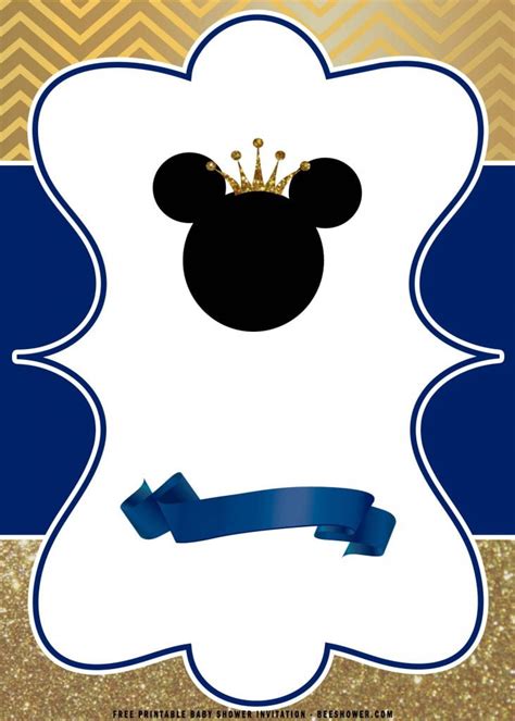 Free printable disney baby shower invitations. (FREE Printable) - Gold Mickey Mouse Baby Shower ...