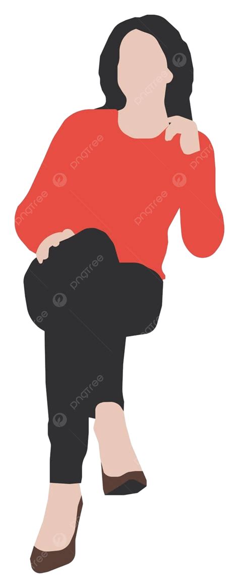 Sitting Female Person Flat Vector Illustration Seated Looking