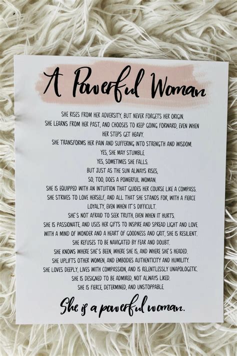 Strong Women T A Powerful Woman Poem Art Print 8x10 Unframed