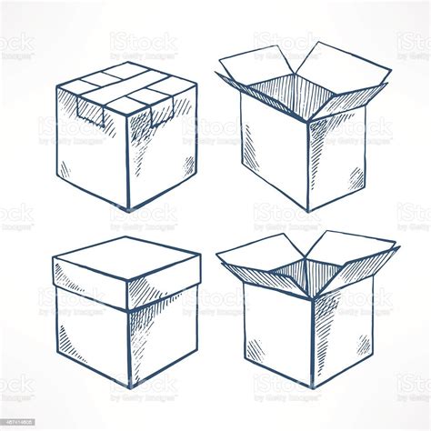 Mengatur Dengan Empat Kotak Sketsa Ilustrasi Stok Unduh Gambar