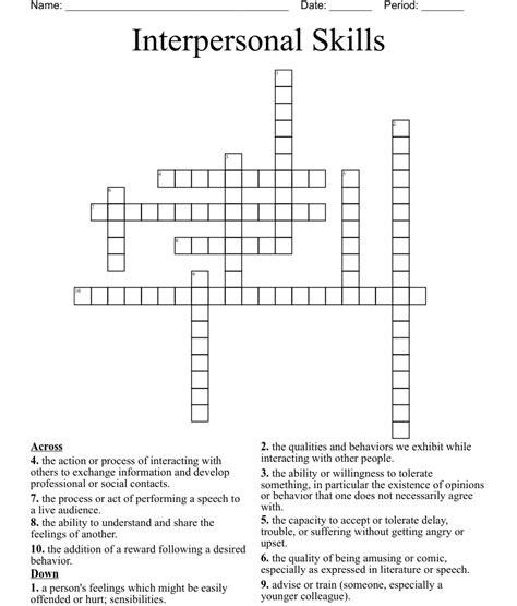 Interpersonal Skills Crossword Wordmint