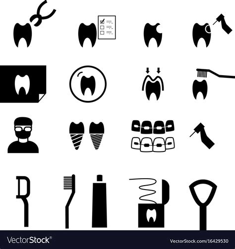 Set Of Dental Icons In Silhouette Style Royalty Free Vector