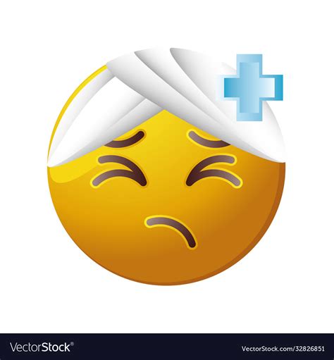 Sick Emoticon On White Background Royalty Free Vector Image