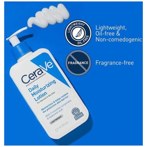 Cerave Daily Moisturizing Lotion For Dry Skin Body And Facial Moisturizer With Hyaluronic Acid