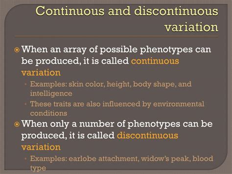 Discontinuous variation (qualitative variation) clearly defined differences in a characteristic that can be observed in a population. PPT - Dihybrid crosses and gene linkage PowerPoint ...