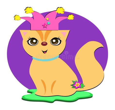 Cat With Party Hat Stock Vector Illustration Of Leaf 19933033