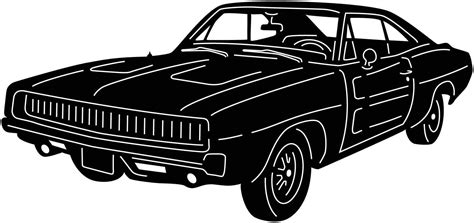 Old Muscle Classic Car Decor Design Free Dxf Files For Cnc Siluet