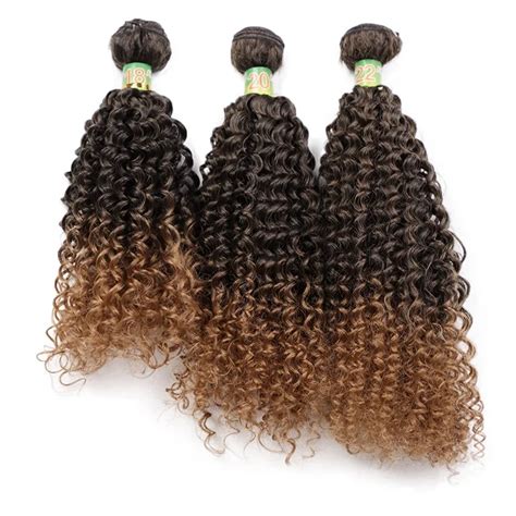 Vigorous Afro Kinky Curly Hair Bundles With Closure 18 20 22 Synthetic Hair Weave Double Weft