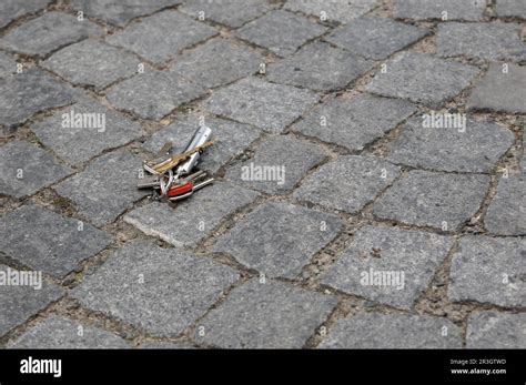 Lost Set Of Keys Lying On The Ground Stock Photo Alamy