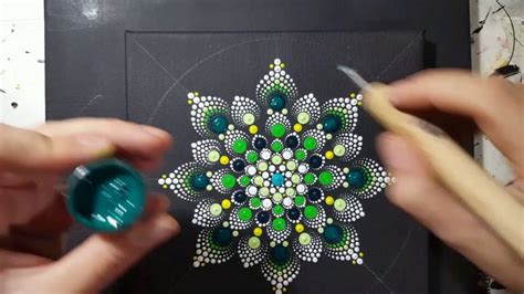 How To Paint Mandala For Beginners8 Green And Yellow Flower Tutorial