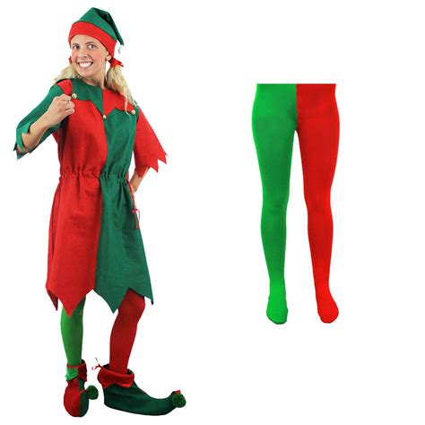 Ladies Elf Costume Santas Little Helper Adult Xmas Christmas Fancy Dress Xs 4xl Ebay