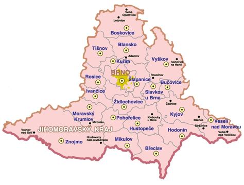 Detailed map of jihomoravský kraj and neighboring regions. Jihomoravský kraj | Správní mapa ČR | TOPOGRAF spol. s r.o.