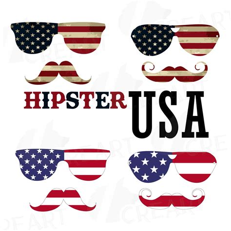 Mustache Hipster Us Flag Of America Hipster Usa Fourth Of Etsy