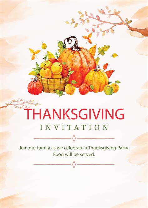 Thanksgiving Invitation Template Free