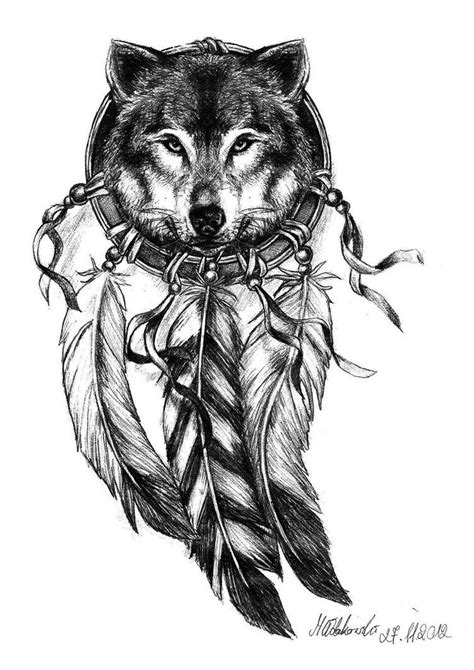 Wolf Dream Catcher Tattoo Instead Of Black And White I