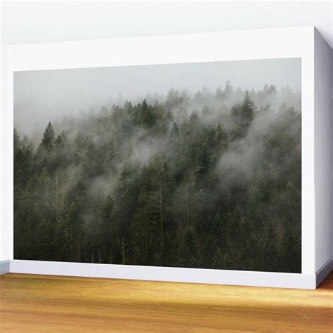 Pacific Northwest Foggy Forest Wall Mural Foggy Forest Forest Wall