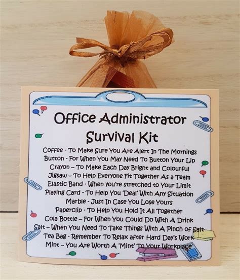 Office Administrator Survival Kit Unique Fun Novelty T And Card All