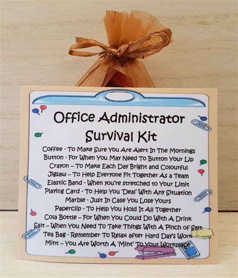 Office Administrator Survival Kit - Unique Fun Novelty Gift & Card All
