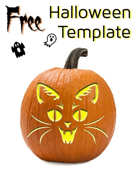 Vampire Cat Template For Pumpkin Carving And Other