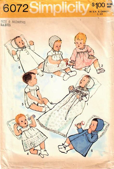 1970s Simplicity 6072 Vintage Sewing Pattern Baby Infant Etsy Coat