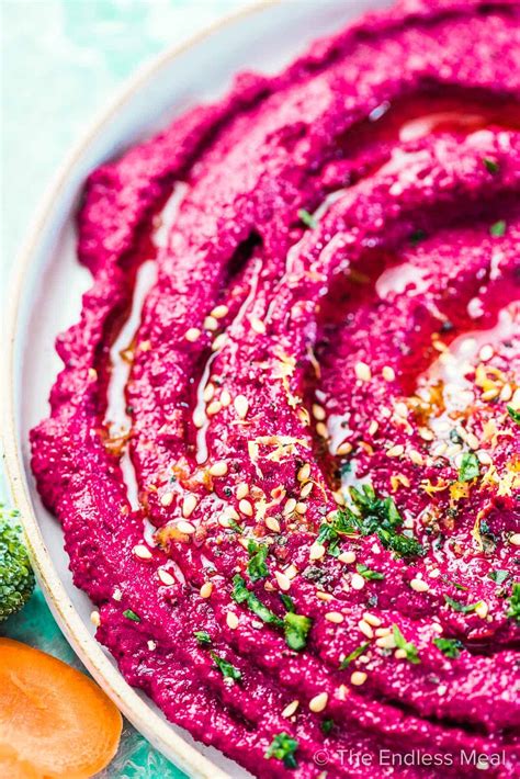 Creamy Roasted Beet Hummus Super Easy Recipe The Endless Meal