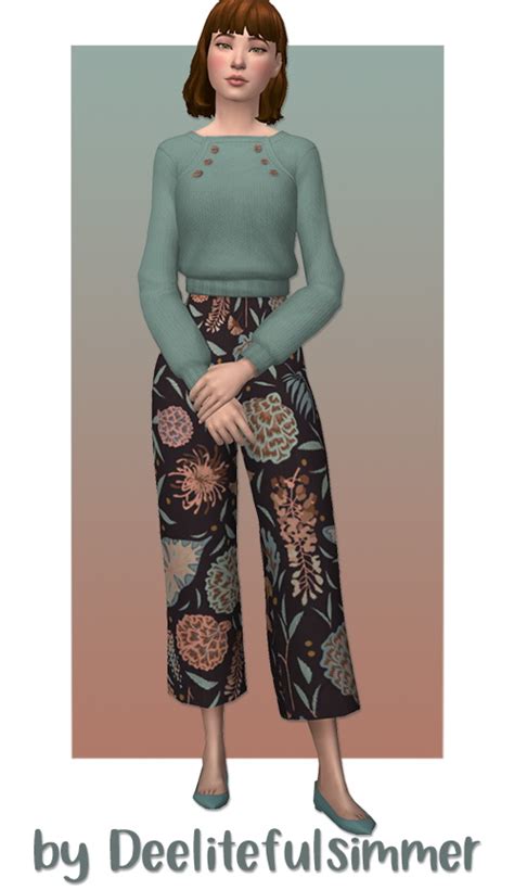 Cropped Sweater And Wide Leg Slacks At Deeliteful Simmer Sims 4 Updates