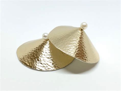 Gold Faux Leather Burlesque Pasties Nipple Covers With Pearl Etsy