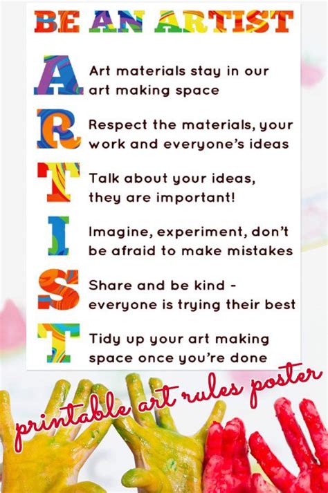 Our Art Room Rules Printable Poster Art Room Posters Art Classroom
