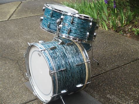 Pearl Vintage 1960s Pearl Thunderking Drum Kit Blue Oyster Reverb